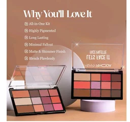 Hilary Rhoda Let’s Face It Face Palette | Highlighter & Blush | Contour | 9 Eyeshadows | Super-Fine Particles | No Fallout | Matte & Shimmer Finish -23.4g (Sun Downer |Shade 02)