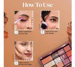 Hilary Rhoda Let’s Face It Face Palette | Highlighter & Blush | Contour | 9 Eyeshadows | Super-Fine Particles | No Fallout | Matte & Shimmer Finish -23.4g (Sun Downer |Shade 02)