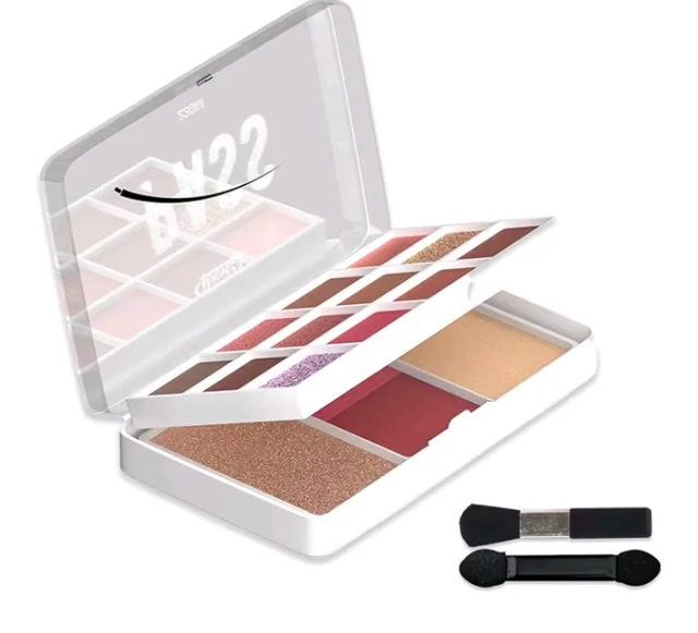Glam21 Pocket Pass All-in-one Makeup Face Palette| Eyeshadows, Compact, Blush, Highlighter with Brushes| Highly Pigmented | Mix of Mattes & Shimmers |Travel-Friendly |Premium Pass