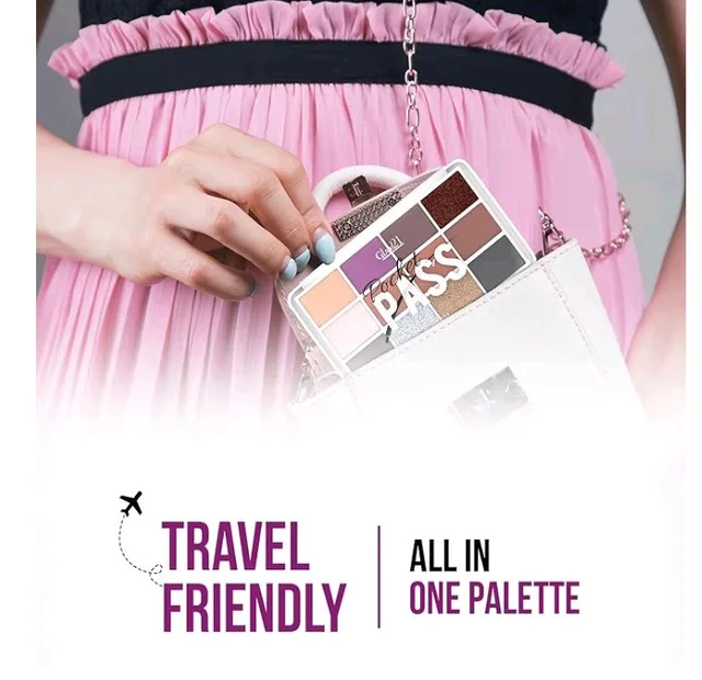 Glam21 Pocket Pass All-in-one Makeup Face Palette| Eyeshadows, Compact, Blush, Highlighter with Brushes| Highly Pigmented | Mix of Mattes & Shimmers |Travel-Friendly |Premium Pass