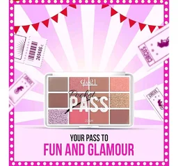Glam21 Pocket Pass All-in-one Makeup Face Palette| Eyeshadows, Compact, Blush, Highlighter with Brushes| Highly Pigmented | Mix of Mattes & Shimmers |Travel-Friendly |Premium Pass
