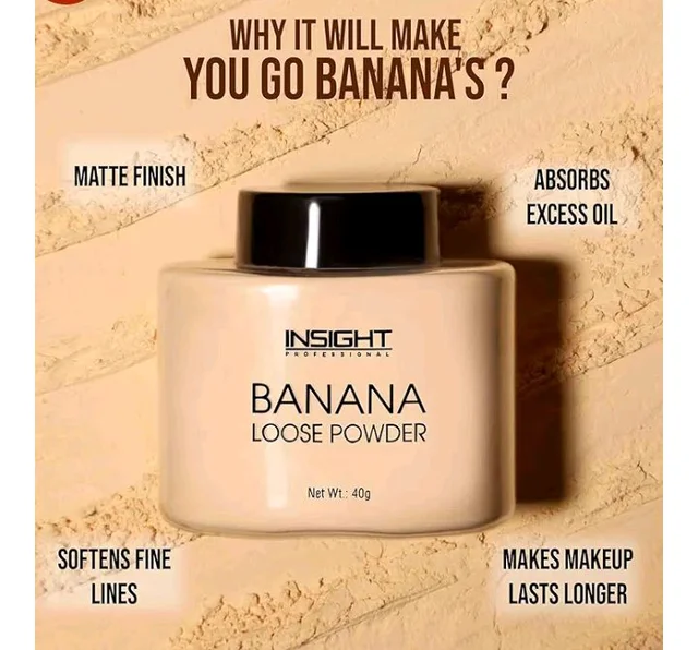 INSIGHT Banana Loose Powder 40g | Lightweight| Long-Lasting Coverage|Oil-Absorbing Finish| Reduces Shine| Suitable for All Skin Types