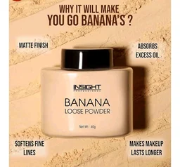 INSIGHT Banana Loose Powder 40g | Lightweight| Long-Lasting Coverage|Oil-Absorbing Finish| Reduces Shine| Suitable for All Skin Types