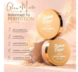 FASHION COLOUR HD Loose Powder for Setting & Mattifying Makeup | Translucent Makeup Baking Powder | Lightweight Oil-Free Setting Powder for All Skin Types | Long-Lasting Matte Finish (Pound Cake)
35%
off
Product Images and Videos (AI-Generated Alt Text)