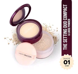 Hilary Rhoda Compact & Loose Powder | Ivory | 2-in-1 Setting Powder for Oil Control & Matte Finish Weightless | Blends Effortlessly | Long-Lasting | Hides Imperfections | for Indian Skintone