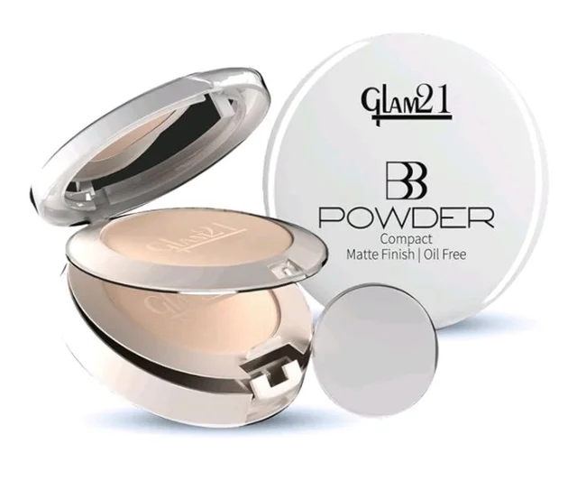 Glam21 BB Powder 2-in-1 Compact Powder Matte Finish & Oil Free | Matte & Shimmer Shades | Instant Weightless Finish Look | Long-lasting | Poreless Soft Skin | 20gm, Natural-02