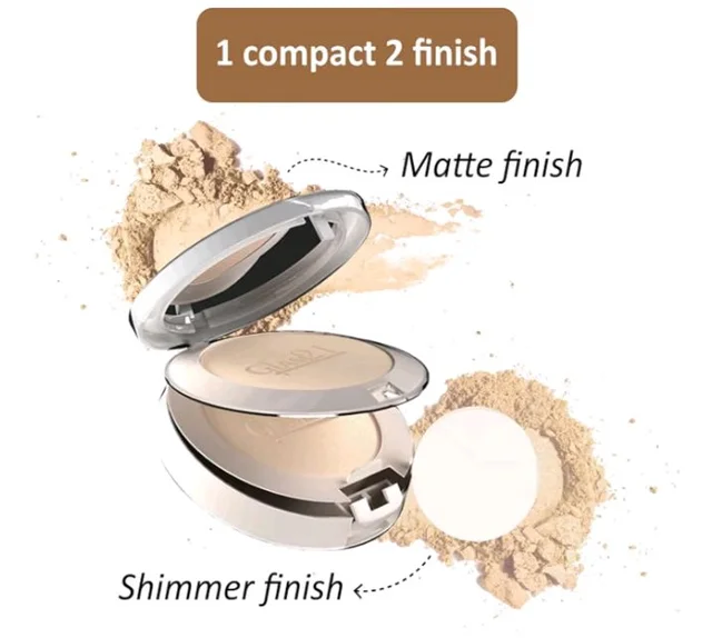 Glam21 BB Powder 2-in-1 Compact Powder Matte Finish & Oil Free | Matte & Shimmer Shades | Instant Weightless Finish Look | Long-lasting | Poreless Soft Skin | 20gm, Natural-02