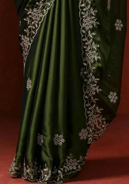 Sarha Women's Poly Silk Chamak Saree with Unstitched Blouse | Embellished Embroidered Work | Office Casual Elegant Drapе