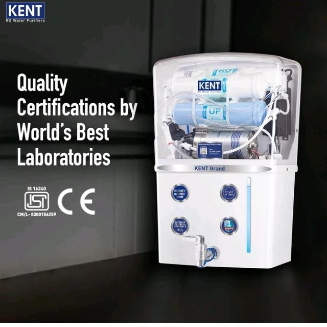 KENT Grand RO Water Purifier | Advanced RO Tech for Sabse Shudh Paani | RO+UF+TDS Control + UV LED Tank | 8L | 20LPH Flow | Ideal for Borewell/Tanker/Municipal Water | Largest Service Network