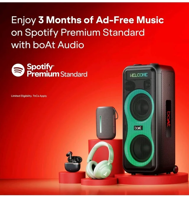 boAt Rockerz 412, 60H Battery, 40Mm Drivers, 40Ms Low Latency, ENx Tech, Stream Ad Free Music via App Support, Bluetooth Headphones, Wireless Over Ear Headphone with Mic (Bold Blue)