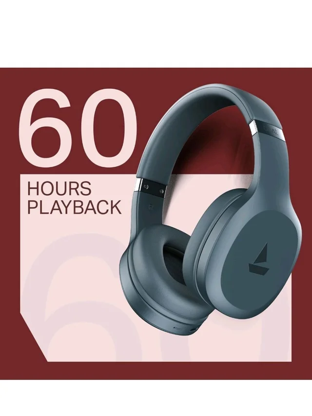 boAt Rockerz 412, 60H Battery, 40Mm Drivers, 40Ms Low Latency, ENx Tech, Stream Ad Free Music via App Support, Bluetooth Headphones, Wireless Over Ear Headphone with Mic (Bold Blue)
