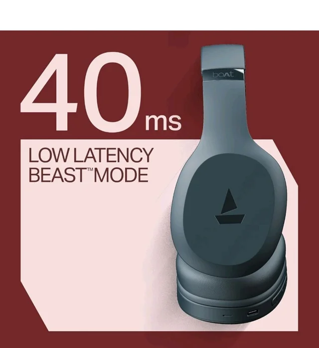 boAt Rockerz 412, 60H Battery, 40Mm Drivers, 40Ms Low Latency, ENx Tech, Stream Ad Free Music via App Support, Bluetooth Headphones, Wireless Over Ear Headphone with Mic (Bold Blue)