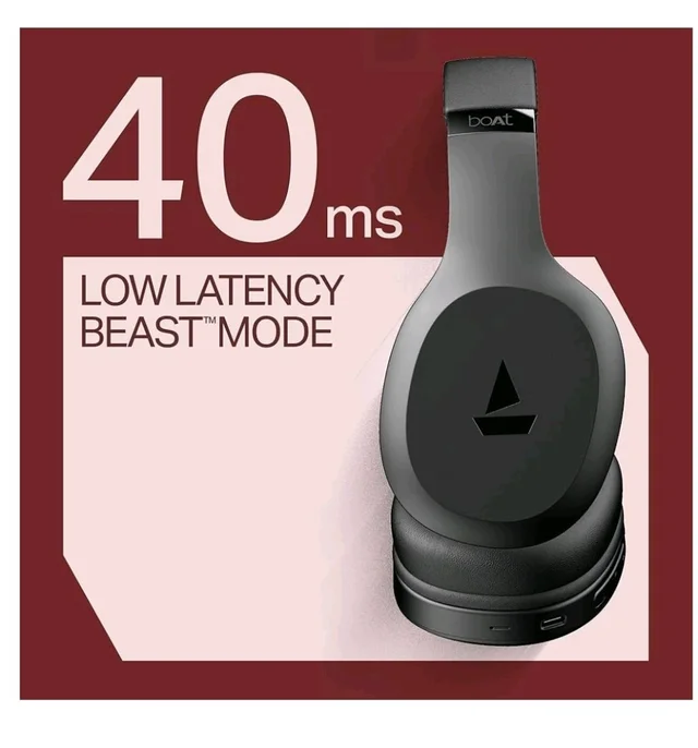 boAt Rockerz 412, 60H Battery, 40Mm Drivers, 40Ms Low Latency, ENx Tech, Stream Ad Free Music via App Support, Bluetooth Headphones, Wireless Over Ear Headphone with Mic (Active Black)