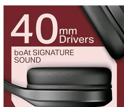 boAt Rockerz 412, 60H Battery, 40Mm Drivers, 40Ms Low Latency, ENx Tech, Stream Ad Free Music via App Support, Bluetooth Headphones, Wireless Over Ear Headphone with Mic (Active Black)