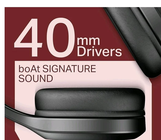 boAt Rockerz 412, 60H Battery, 40Mm Drivers, 40Ms Low Latency, ENx Tech, Stream Ad Free Music via App Support, Bluetooth Headphones, Wireless Over Ear Headphone with Mic (Active Black)