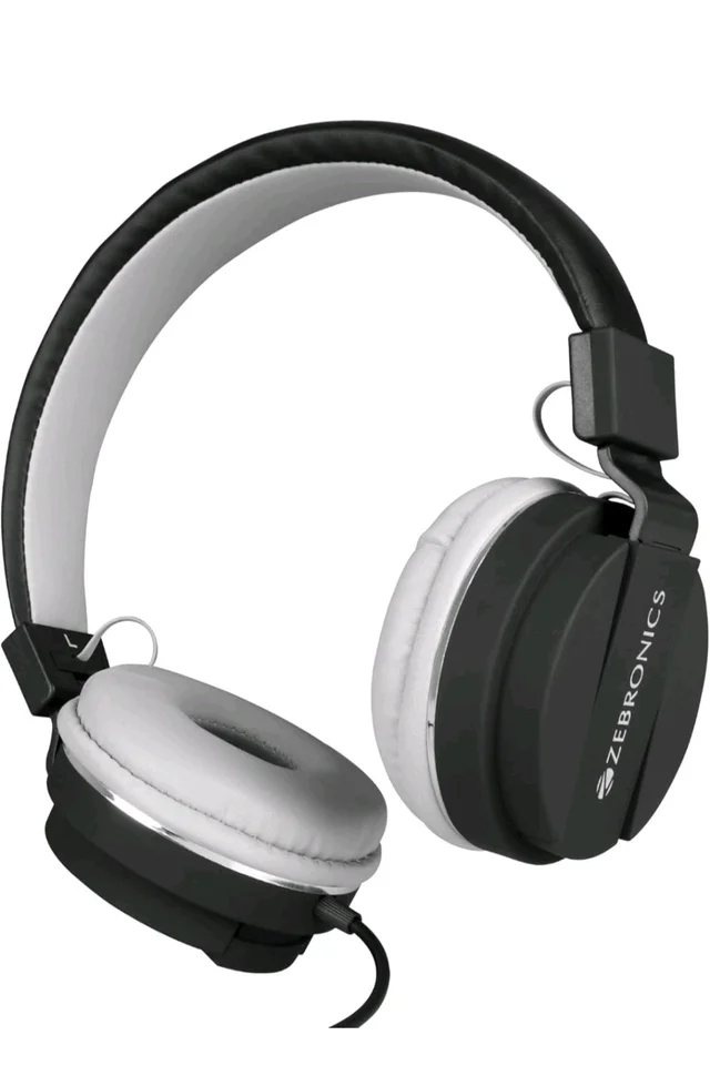 Zebronics Zeb-Storm On Ear Wired Headphone with 3.5mm Jack, Built in Microphone for Calling, 1.5 Meter Cable, Soft Ear Cushion, Adjustable Headband, Foldable Ear Cups and Lightweight Design (Black)