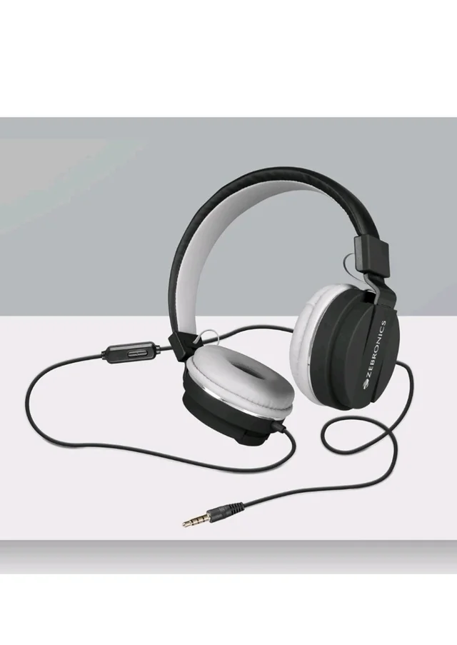 Zebronics Zeb-Storm On Ear Wired Headphone with 3.5mm Jack, Built in Microphone for Calling, 1.5 Meter Cable, Soft Ear Cushion, Adjustable Headband, Foldable Ear Cups and Lightweight Design (Black)
