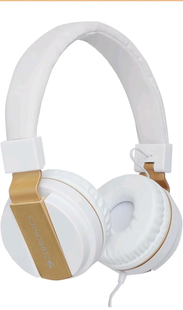 Zebronics Storm Wired On Ear Headphone with 3.5mm Jack, Built-in Microphone for Calling,1.5 Meter Cable, Soft Ear Cushion, Adjustable Headband,Foldable Ear Cups(White)