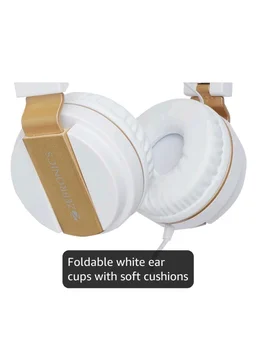 Zebronics Storm Wired On Ear Headphone with 3.5mm Jack, Built-in Microphone for Calling,1.5 Meter Cable, Soft Ear Cushion, Adjustable Headband,Foldable Ear Cups(White)