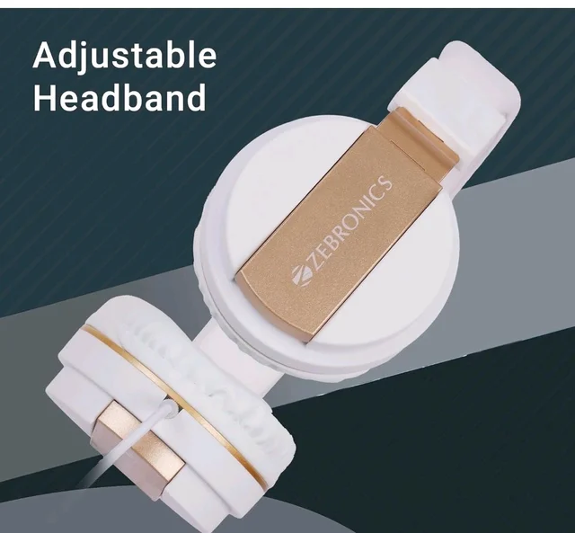 Zebronics Storm Wired On Ear Headphone with 3.5mm Jack, Built-in Microphone for Calling,1.5 Meter Cable, Soft Ear Cushion, Adjustable Headband,Foldable Ear Cups(White)