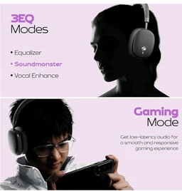 Zebronics Silencio 200T Wireless Headphones, Hybrid ANC 48dB, Upto 100Hrs Playback, 40mm Drivers, Dual Mic ENC, BT v6.0, Gaming Mode, Dual Pairing, Touch Controls, App Support, AUX, Black