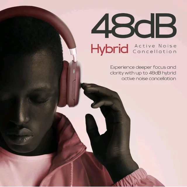Zebronics Silencio 200T Wireless Headphones, Hybrid ANC 48dB, Upto 100Hrs Playback, 40mm Drivers, Dual Mic ENC, BT v6.0, Gaming Mode, Dual Pairing, Touch Controls, App Support, AUX, Maroon