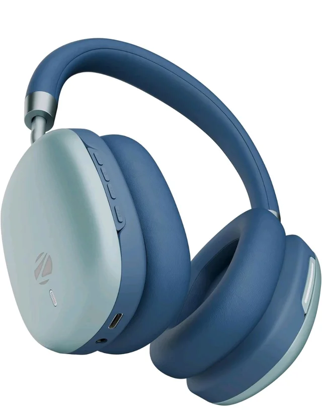 Zebronics Silencio 200T Wireless Headphones, Hybrid ANC 48dB, Upto 100Hrs Playback, 40mm Drivers, Dual Mic ENC, BT v6.0, Gaming Mode, Dual Pairing, Touch Controls, App Support, AUX, Blue