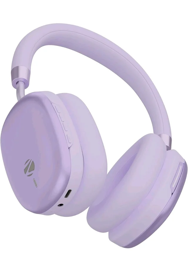 Zebronics Silencio 200T Wireless Headphones, Hybrid ANC 48dB, Upto 100Hrs Playback, 40mm Drivers, Dual Mic ENC, BT v6.0, Gaming Mode, Dual Pairing, Touch Controls, App Support, AUX (Purple)