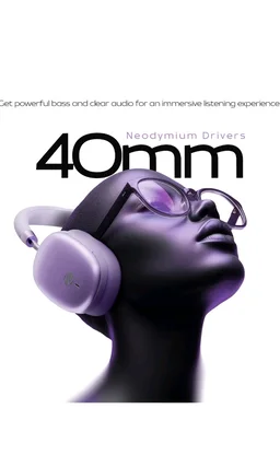 Zebronics Silencio 200T Wireless Headphones, Hybrid ANC 48dB, Upto 100Hrs Playback, 40mm Drivers, Dual Mic ENC, BT v6.0, Gaming Mode, Dual Pairing, Touch Controls, App Support, AUX (Purple)