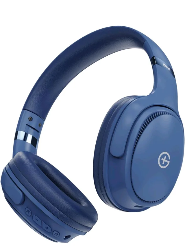 GM G+ Headphones, 70H Playtime Over The Ear Headphones with Mic, BT 5.3, Pure Bass, 45ms Low Latency, Dual Pairing, 4 Play Modes (FM, Radio, SD Card & Aux), 1 Year Warranty - Blue