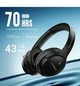 HAMMER Bash Vivid ANC Wireless Bluetooth Over-Ear Headphones with 23 dB Active Noise Cancellation, 70h Playtime, Type-C Fast Charging, 40mm Sound Drivers, Wired/Wireless, Comfort Fit, Foldable Black