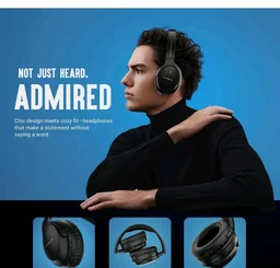 HAMMER Bash Vivid ANC Wireless Bluetooth Over-Ear Headphones with 23 dB Active Noise Cancellation, 70h Playtime, Type-C Fast Charging, 40mm Sound Drivers, Wired/Wireless, Comfort Fit, Foldable Black