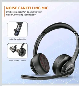 Noise Cancellation Tri Mode On-Ear PC Headphone with Mic | 2.4 GHz Wireless | Bluetooth | Wired Connection | 30 Hours Playtime | 30 mm Driver | Type-C Charging Port (Black)