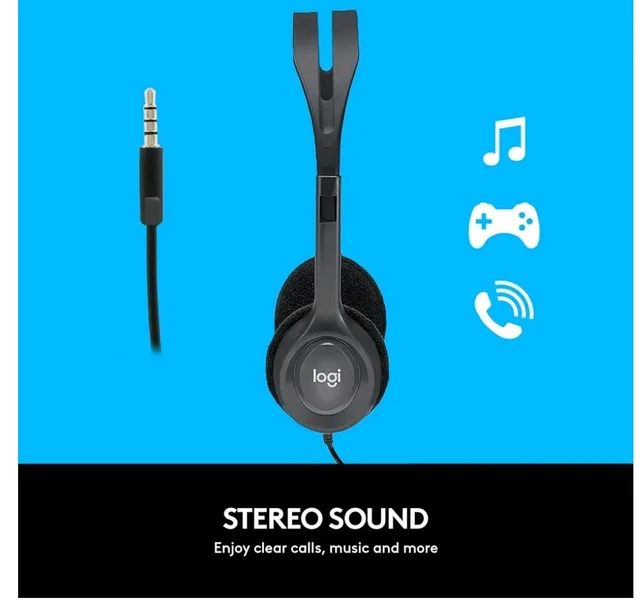 Logitech H111 Wired On Ear Headphones With Mic Black
