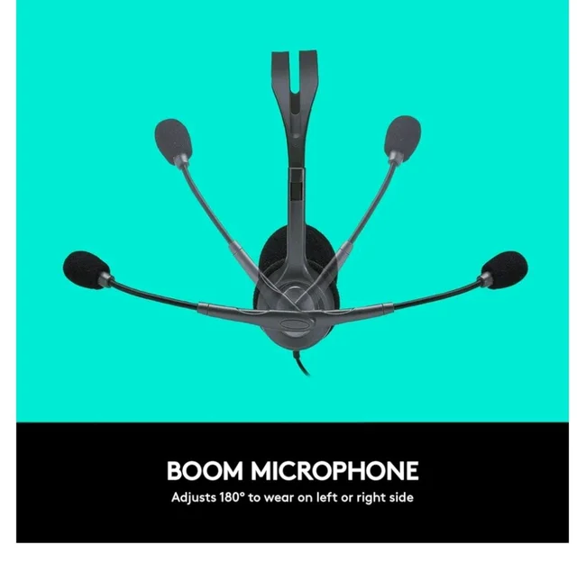 Logitech H111 Wired On Ear Headphones With Mic Black