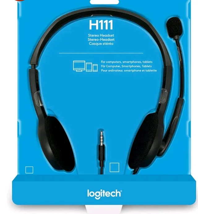 Logitech H111 Wired On Ear Headphones With Mic Black