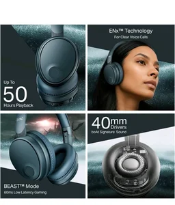 boAt Rockerz Trendz, 40mm Drivers, 50hrs Battery, 60ms Low Latency, ENx Tech, BT v5.4, Foldable Cups, Voice Assistant, Bluetooth Headphones, Wireless Headphone with Mic (Bold Blue)