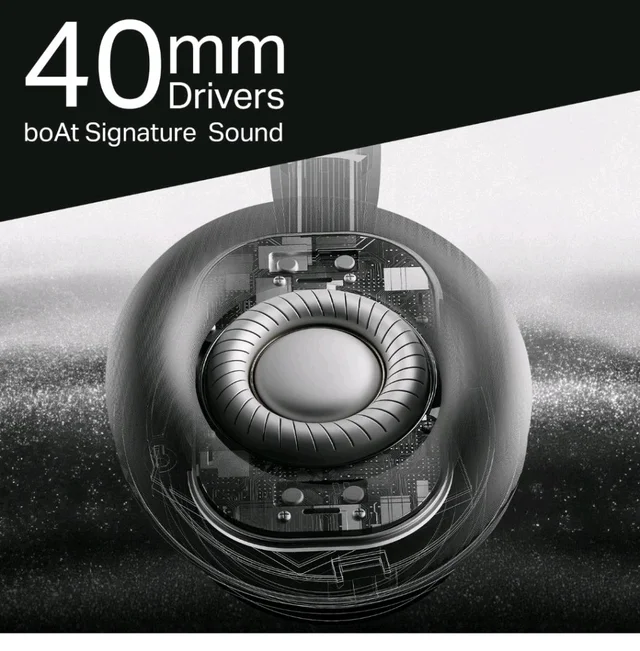 boAt Rockerz Trendz, 40mm Drivers, 50hrs Battery, 60ms Low Latency, ENx Tech, BT v5.4, Foldable Cups, Voice Assistant, Bluetooth Headphones, Wireless Headphone with Mic (Black Sabre)
