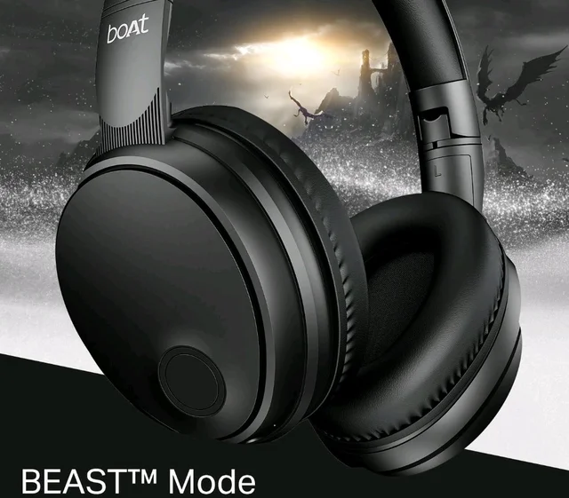 boAt Rockerz Trendz, 40mm Drivers, 50hrs Battery, 60ms Low Latency, ENx Tech, BT v5.4, Foldable Cups, Voice Assistant, Bluetooth Headphones, Wireless Headphone with Mic (Black Sabre)