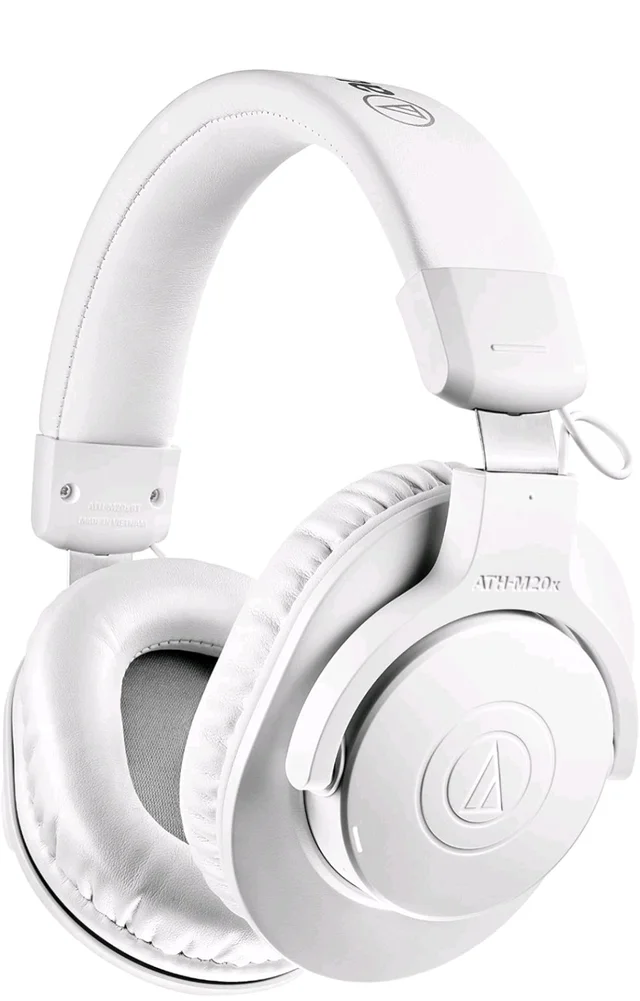Audio-Technica Ath-M20Xbt Wireless Over-Ear Headphones, Bluetooth 5.0, 60-Hour Battery Life, 40 mm Drivers, Hi-Fi Sound, Built-in Mic, AAC/SBC Codec Support (White)