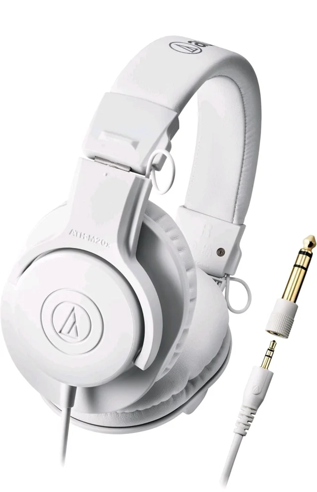 Audio-Technica ATH-M20x W Over Ear Headphones | Professional Studio Wired Headphones for Tracking & Mixing | Over The Ear Head Phones with Enhanced Bass & Sound Isolation