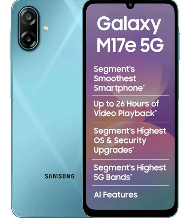 Samsung Galaxy M17e 5G Mobile (Blitz Blue, 4GB RAM, 128GB Storage, Monster 6000mAh Battery) | 120 Hz Refresh Rate | IP54 Rating | 6 Gen OS Upgrades | 50MP Dual Camera | Knox Security | AI - Blitz Blue