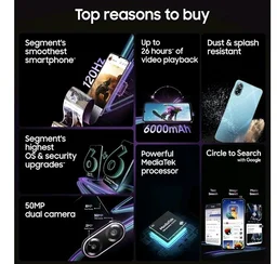 Samsung Galaxy M17e 5G Mobile (Blitz Blue, 4GB RAM, 128GB Storage, Monster 6000mAh Battery) | 120 Hz Refresh Rate | IP54 Rating | 6 Gen OS Upgrades | 50MP Dual Camera | Knox Security | AI - Blitz Blue