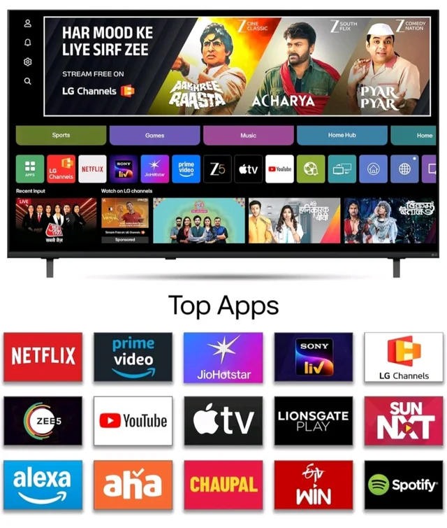 Visit the LG Store
3.9
3.9 out of 5 stars
(5,258)
LG 164 cms (65 inches) NU87 AI Series Nano 4K Ultra HD (3840 x 2160) Smart webOS LED TV 65NU870BPLA 2026
