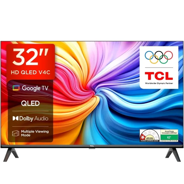 Visit the TCL Store
4.1
4.1 out of 5 stars
(418)
TCL 80 cms (32 inches) HD Ready Smart QLED Google TV | Dolby Audio | HDR 10 | Metallic Bezel-Less | Multiple Viewing Mode | 32V4C