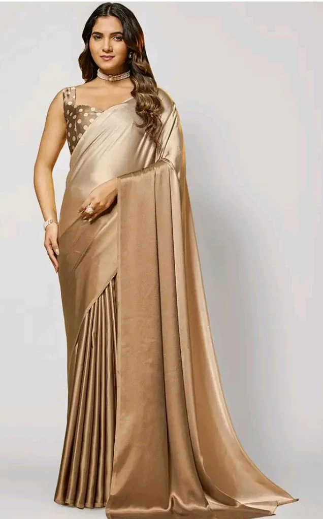 Garden Vareli Women's Satin Ombre Saree with Unstitched Blouse Piece