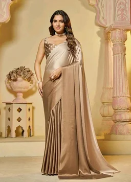Garden Vareli Women's Satin Ombre Saree with Unstitched Blouse Piece