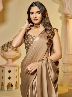Garden Vareli Women's Satin Ombre Saree with Unstitched Blouse Piece