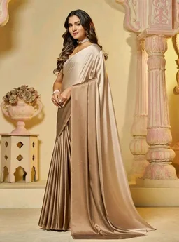 Garden Vareli Women's Satin Ombre Saree with Unstitched Blouse Piece