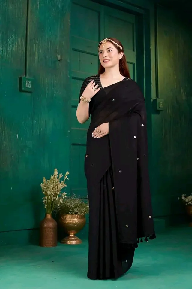 TAMAIRA FASHION Plain Pure Cotton Saree For Woman |Sequins Work Saree Without Blouse Piece
50+ bought in past month